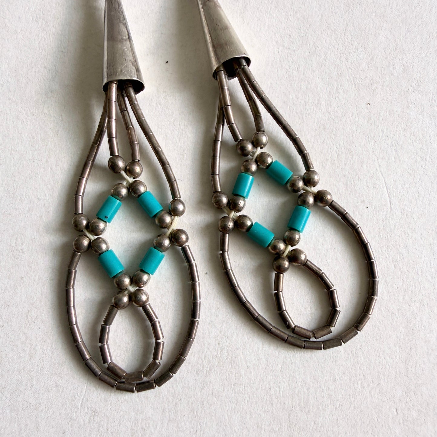 The "Lluvia" Liquid Silver & Turquoise Lattice Earrings