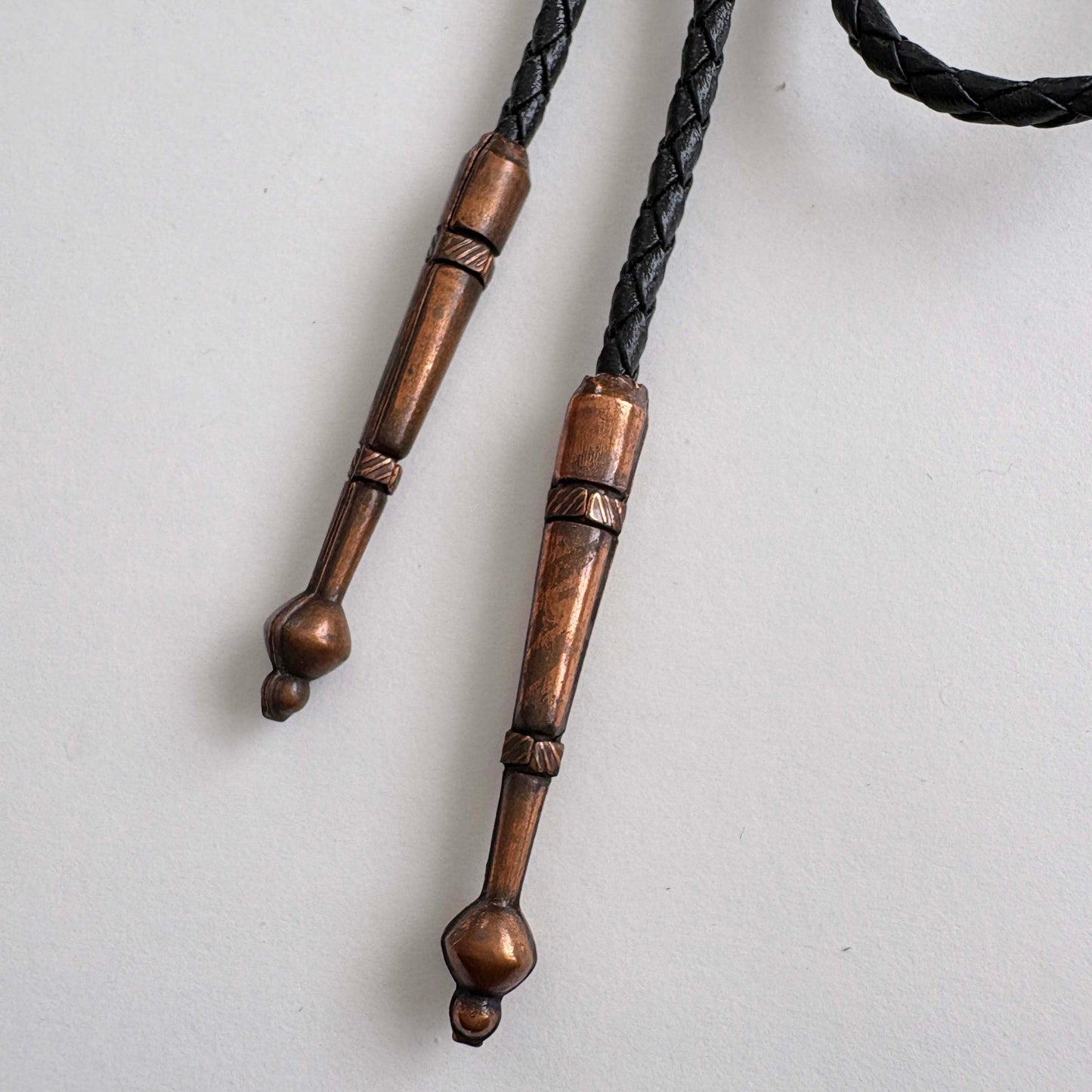 Vintage Southwest Style Copper Bolo Tie with Geometric Design