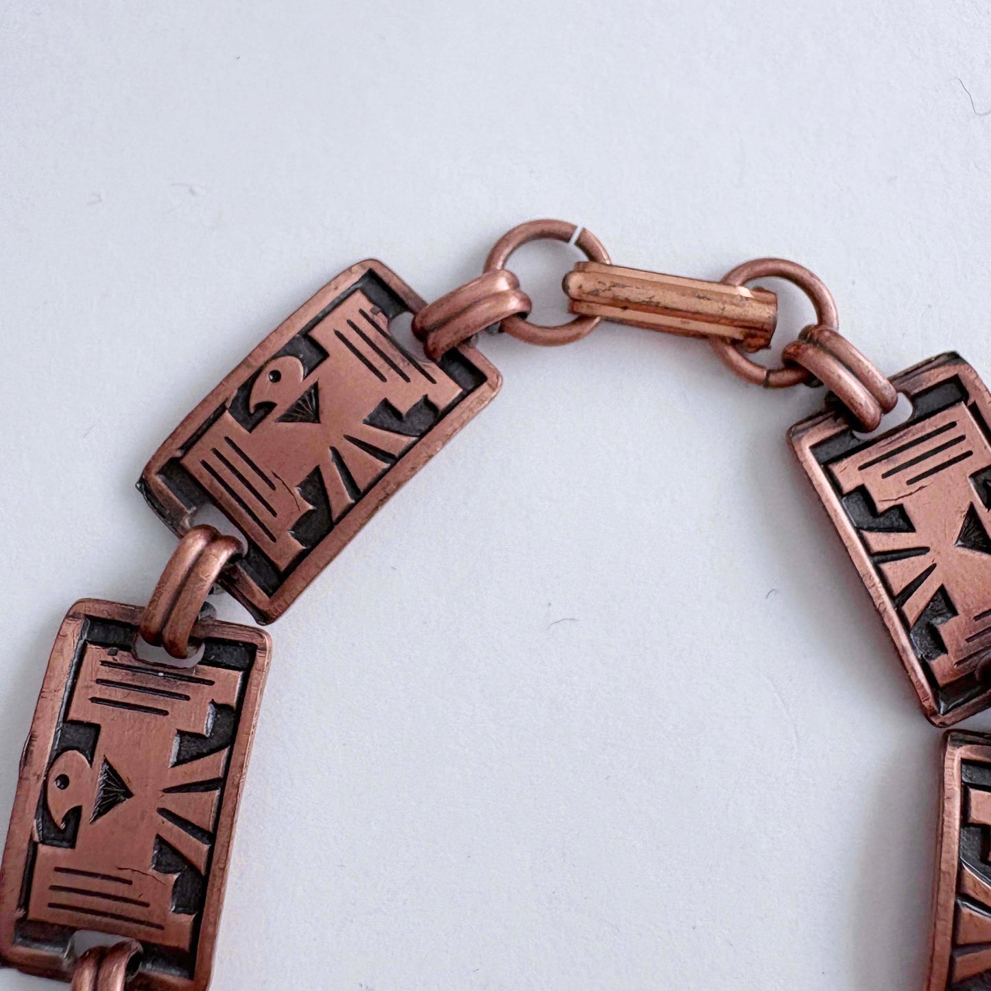 Fred Harvey Era Thunderbird Copper Bracelet | Southwestern American Craft