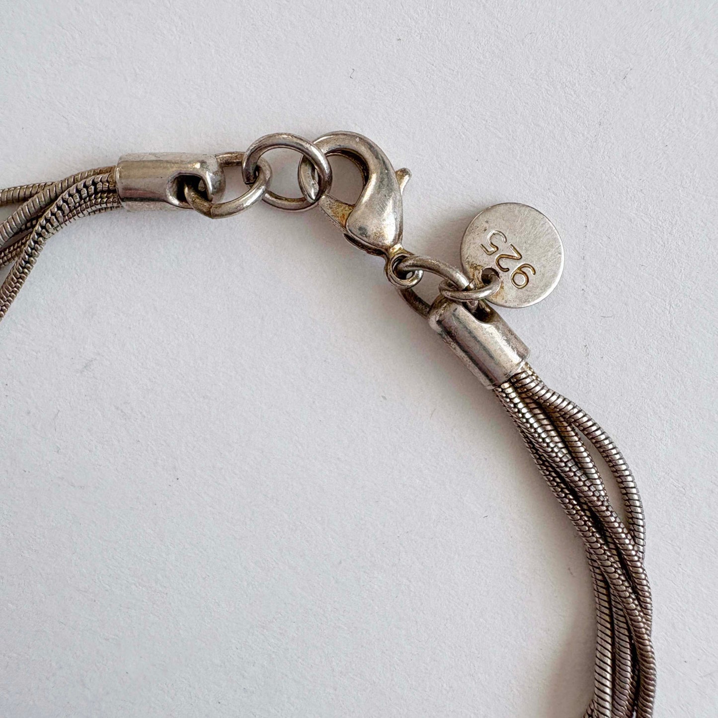 Sterling Silver Multi-Strand Heart Tassel Bracelet