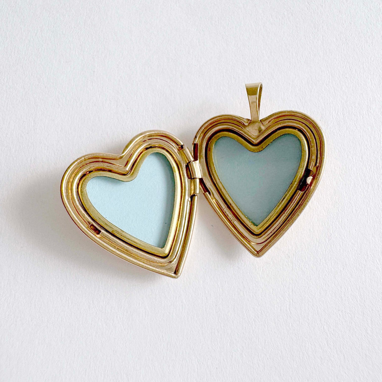 Vintage Heart Locket Pendant Gold-Tone Heart and Floral Etching