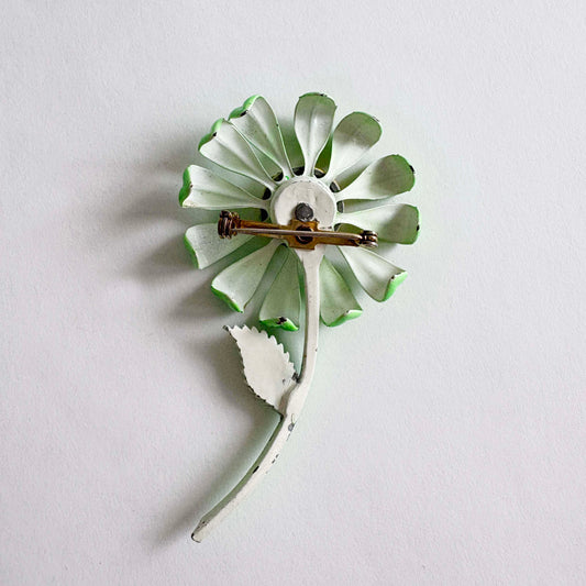 Vintage enamel flower brooch, 1960s–1970s Flower Power pin