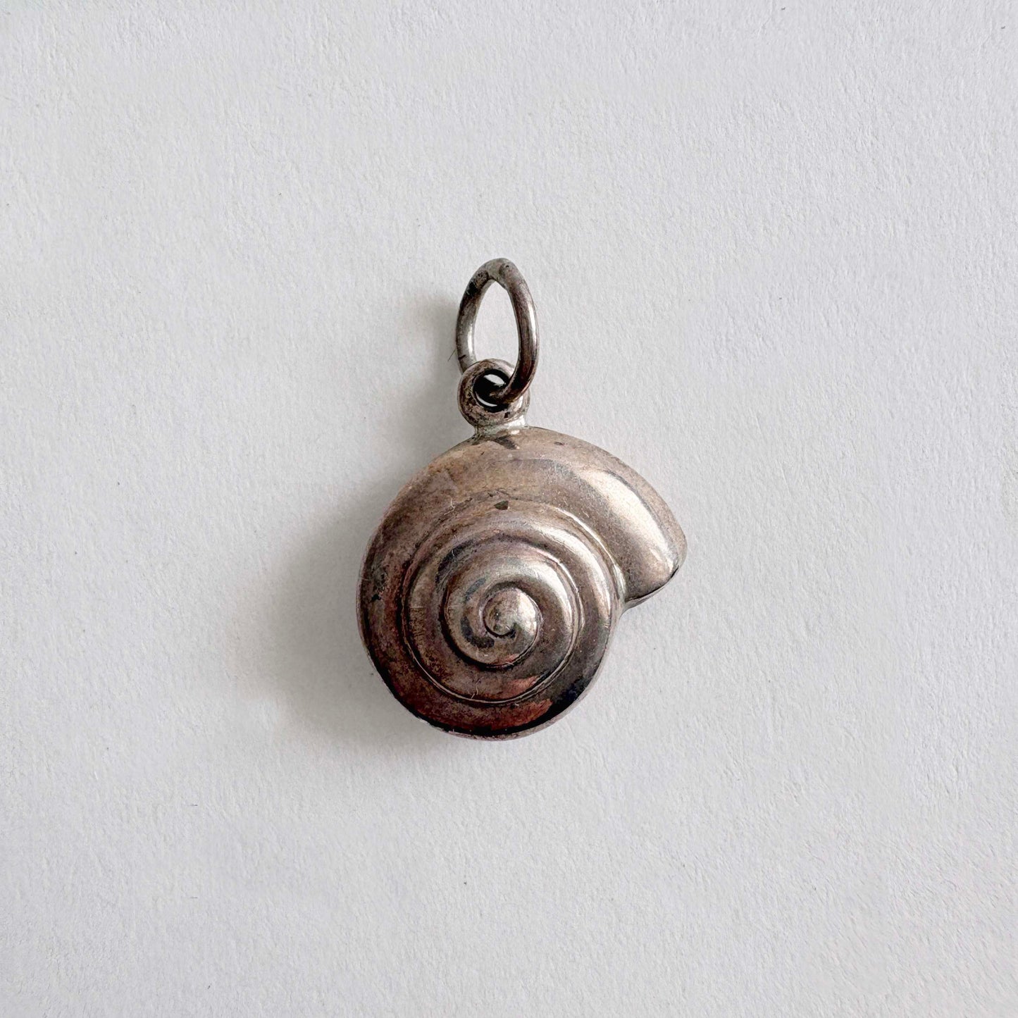 Vintage Sterling Silver Puffy Nautilus Shell Charm Pendant