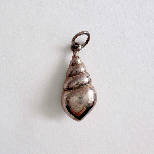 Vintage Sterling Silver Puffy Conch Shell Charm Pendant