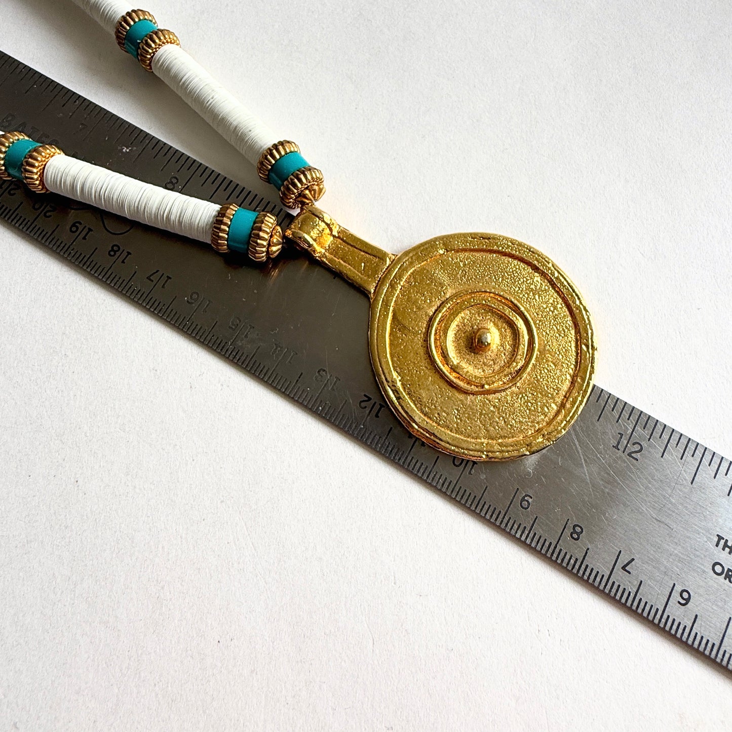 VTG Signed CADORO Egyptian Revival Statement Necklace 1970s Gold Tone Archival