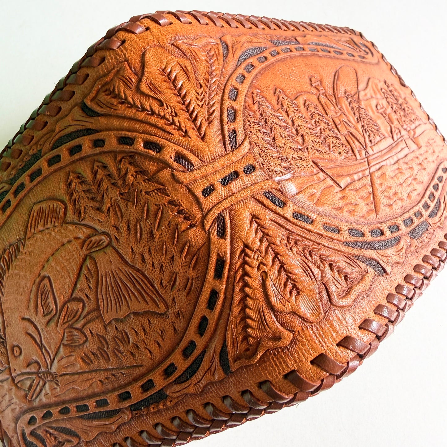 The "Angler" Hand-Tooled Leather Whip-Stitch Wallet