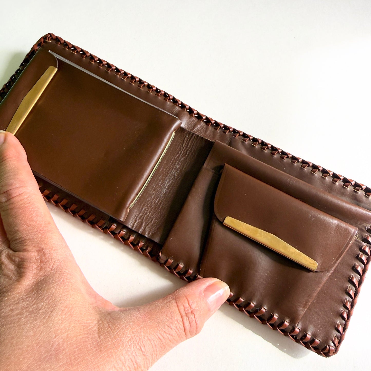 The "Angler" Hand-Tooled Leather Whip-Stitch Wallet