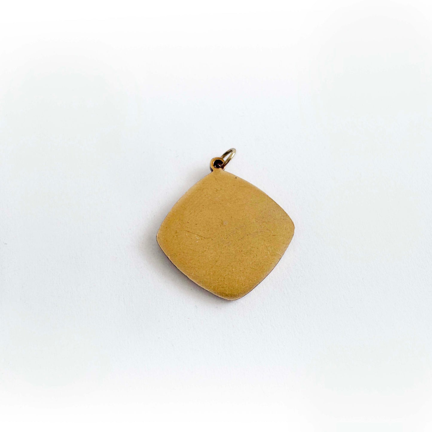 Vintage Gold-tone Mid-century Forget-me-knot Pendant Charm Green Stone