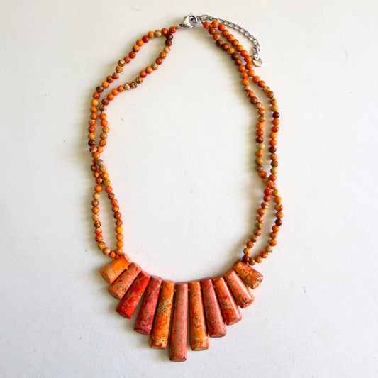 The "Sediment" Lucas Lameth Orange Jasper Tab Necklace