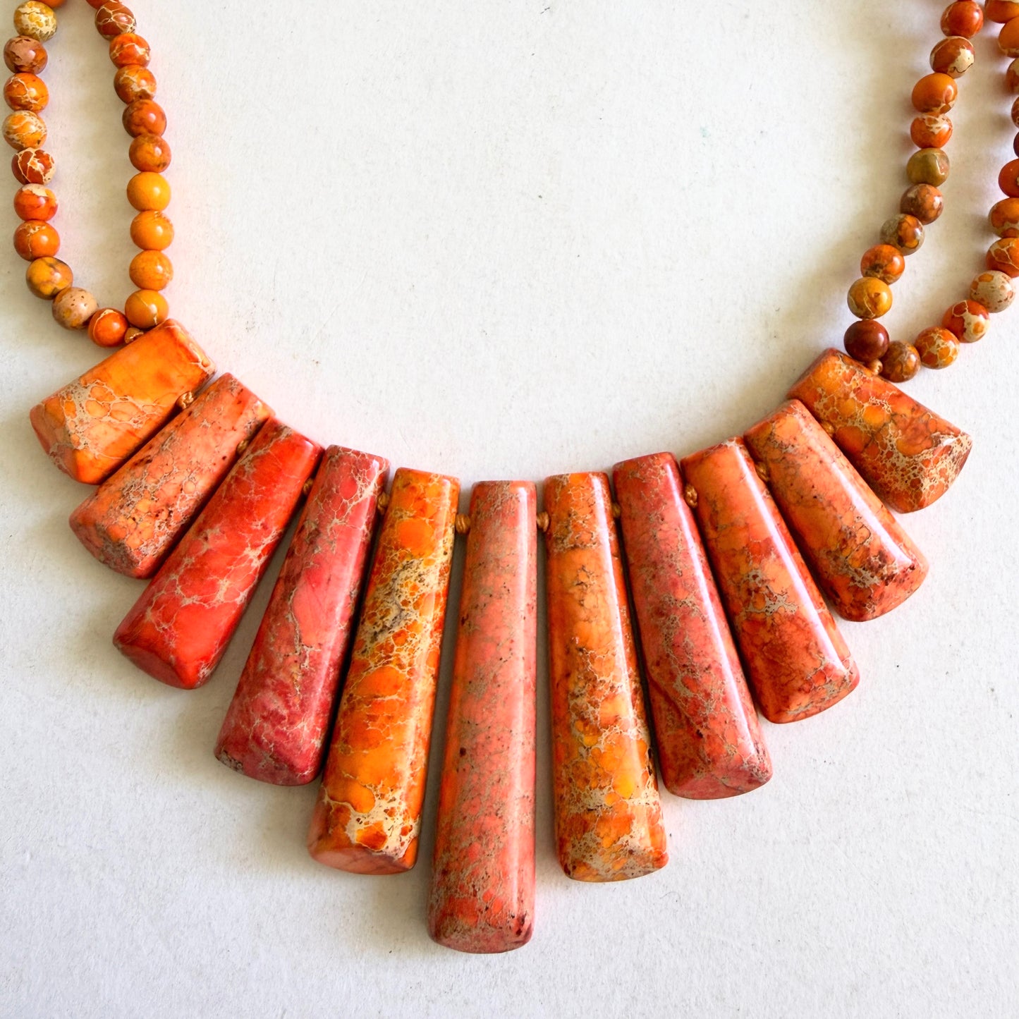 The "Sediment" Lucas Lameth Orange Jasper Tab Necklace