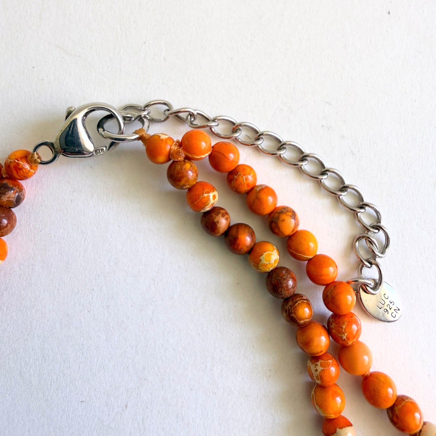 The "Sediment" Lucas Lameth Orange Jasper Tab Necklace