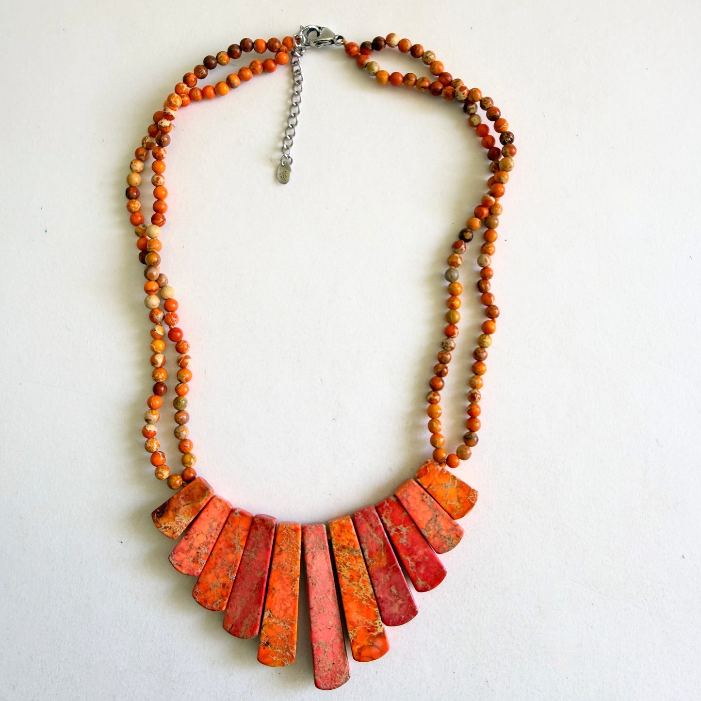 The "Sediment" Lucas Lameth Orange Jasper Tab Necklace