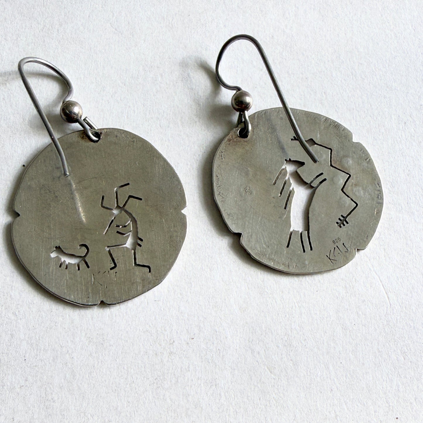 The "Petroglyph" Southwestern Sterling Hand Pierced Signed KGW Earrings