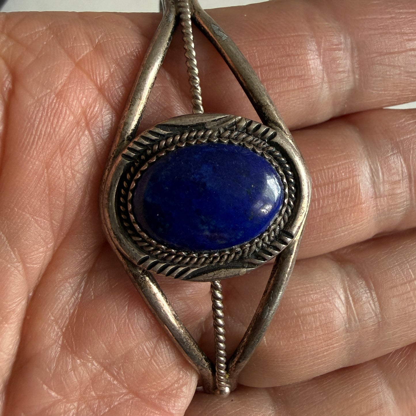 The "Nocturne" Southwestern Lapis Sterling Split-Shank Cuff