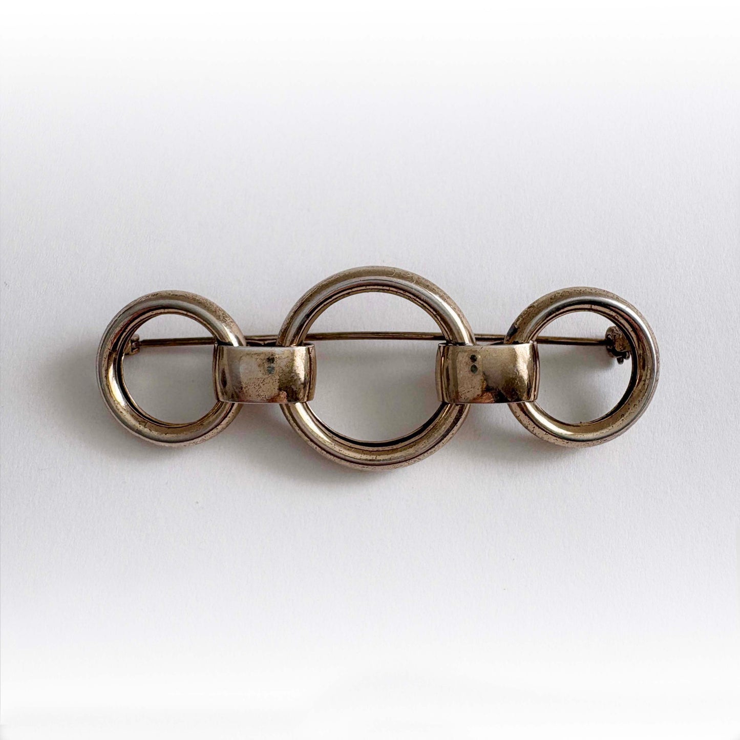Vintage Napier Vermeil Sterling Silver Art Deco "Washers" Brooch – 1930s Champagne Gold, Whitney & Rice Era