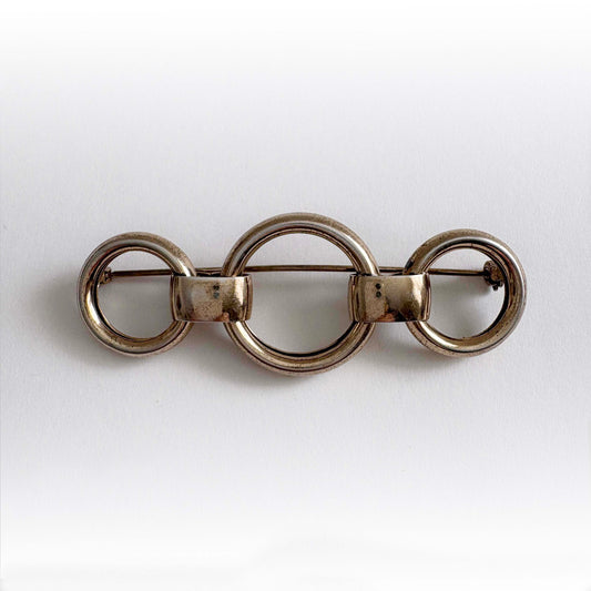 Vintage Napier Vermeil Sterling Silver Art Deco "Washers" Brooch – 1930s Champagne Gold, Whitney & Rice Era