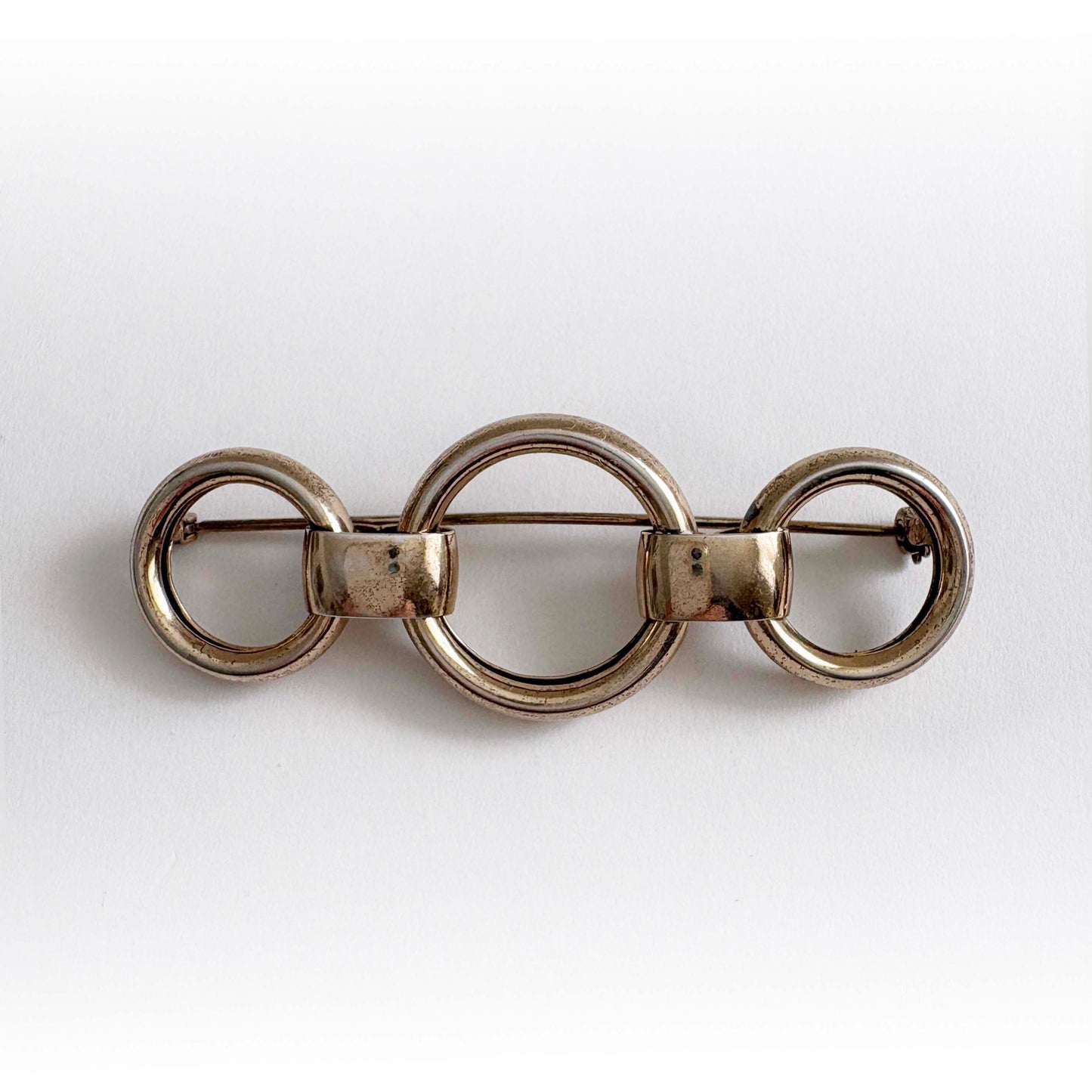 Vintage Napier Vermeil Sterling Silver Art Deco "Washers" Brooch – 1930s Champagne Gold, Whitney & Rice Era