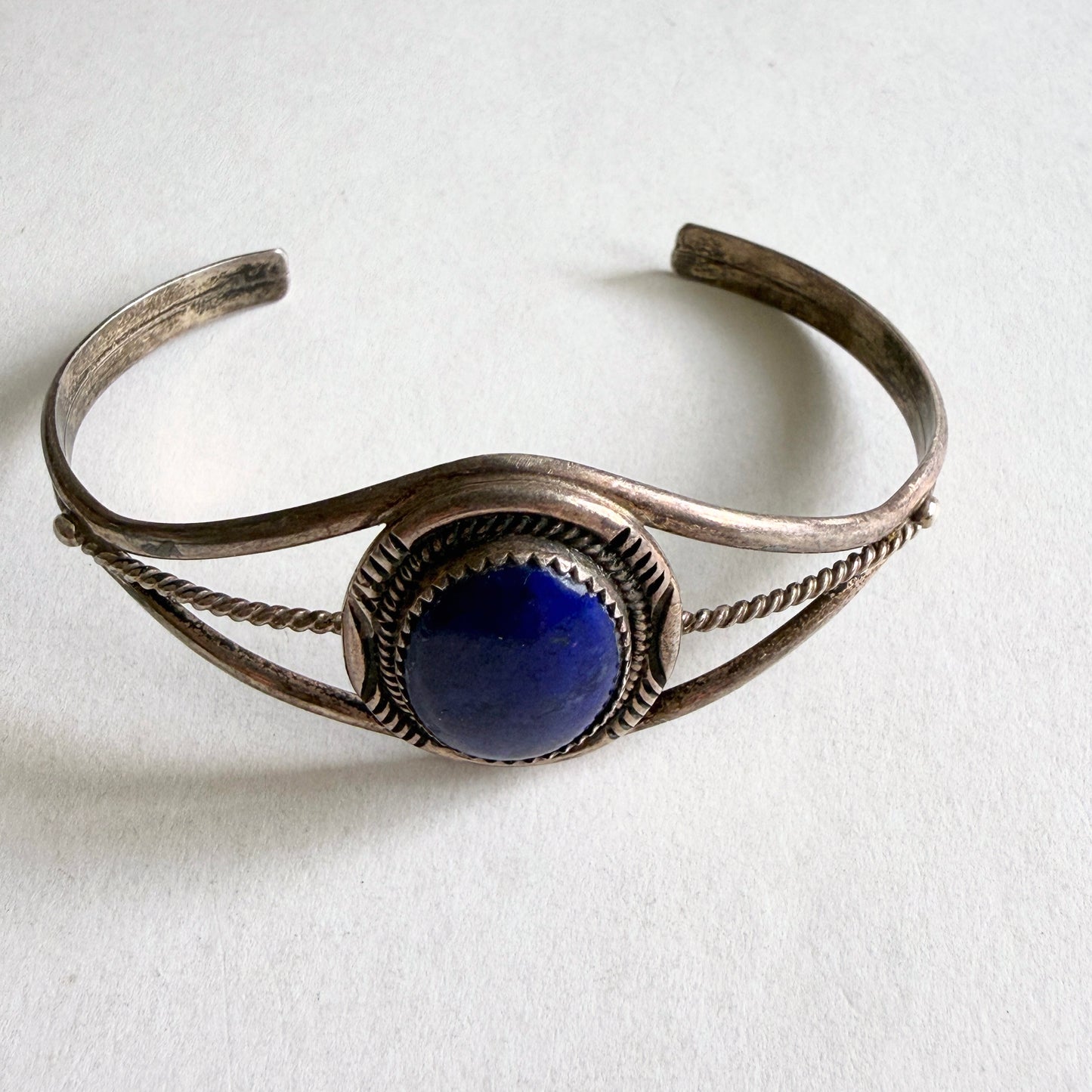 The "Nocturne" Southwestern Lapis Sterling Split-Shank Cuff