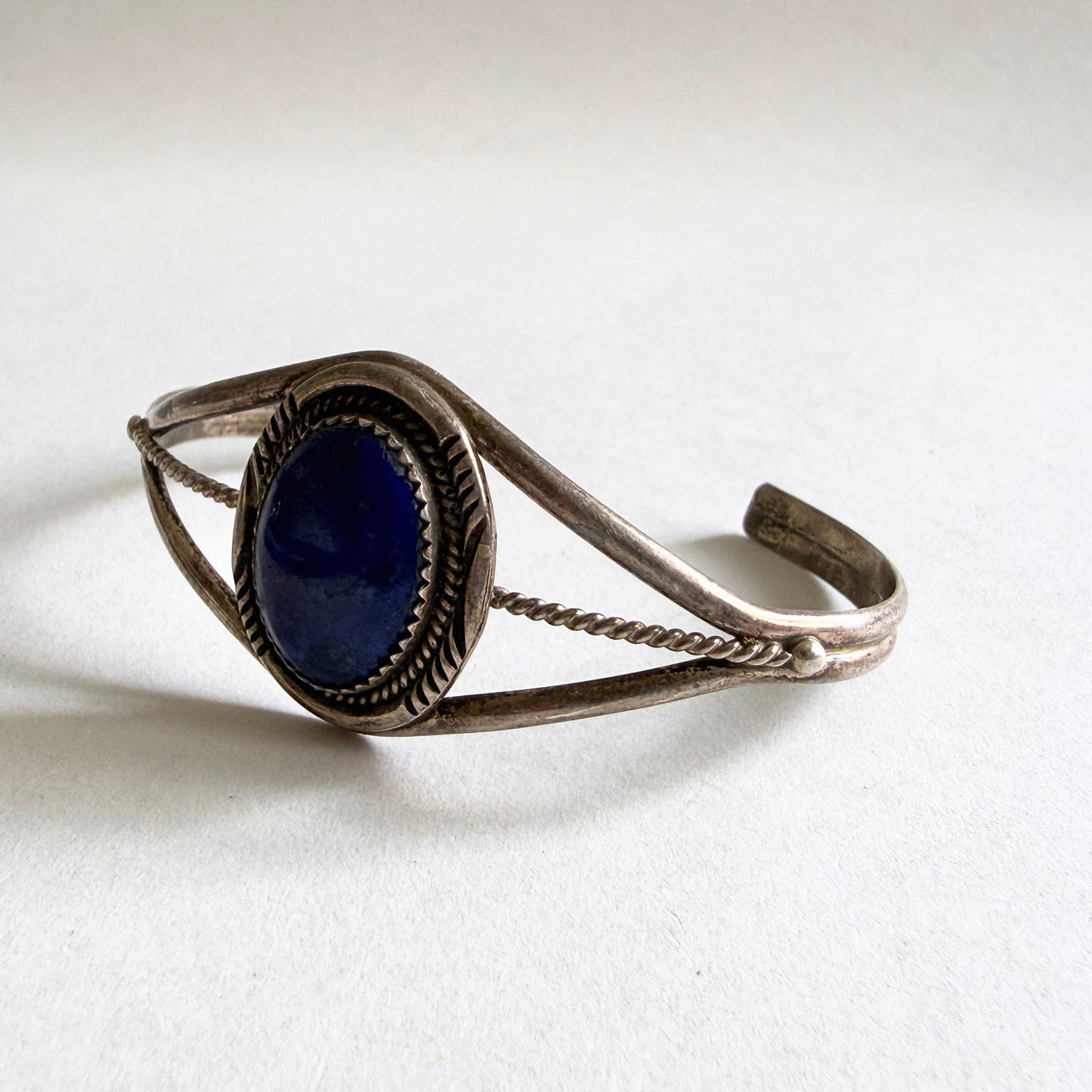 The "Nocturne" Southwestern Lapis Sterling Split-Shank Cuff