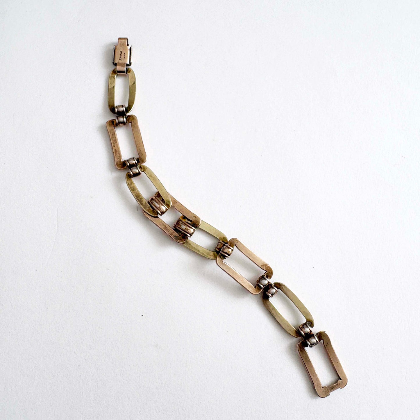 Vintage Diana by Krementz Two-Tone Gold Overlay Link Bracelet