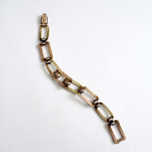 Vintage Diana by Krementz Two-Tone Gold Overlay Link Bracelet