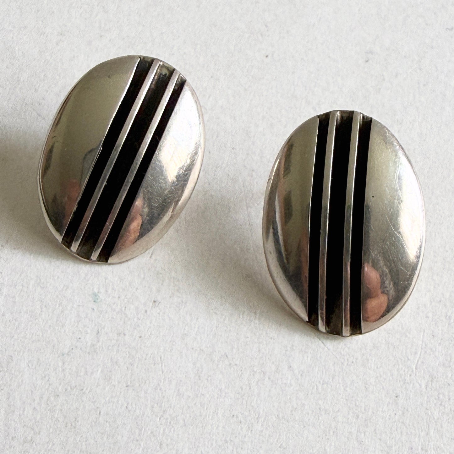 The "Striated" Yazzie Navajo Sterling Post Earrings