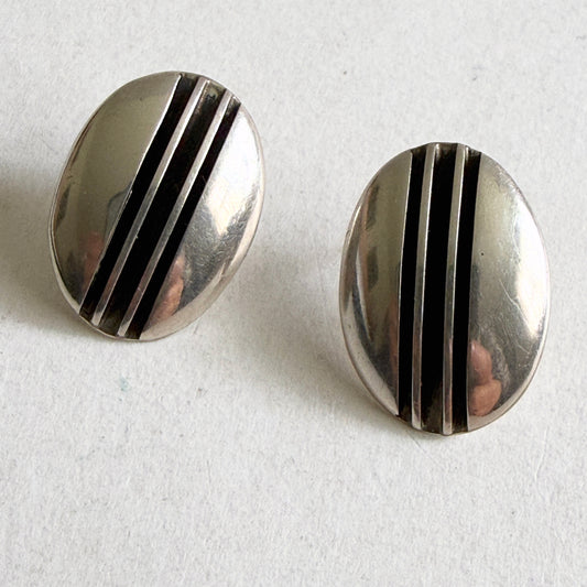The "Striated" Yazzie Navajo Sterling Post Earrings