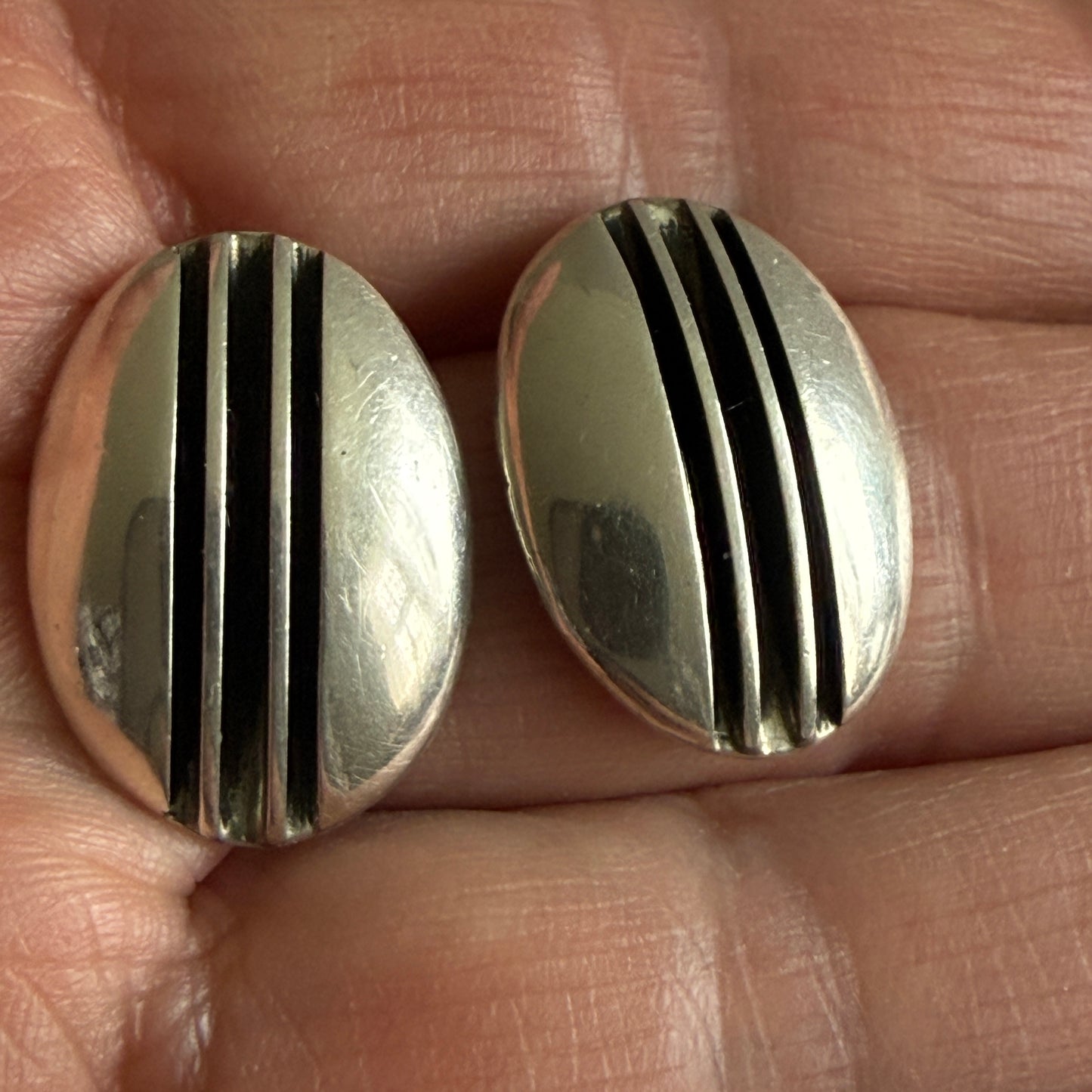 The "Striated" Yazzie Navajo Sterling Post Earrings