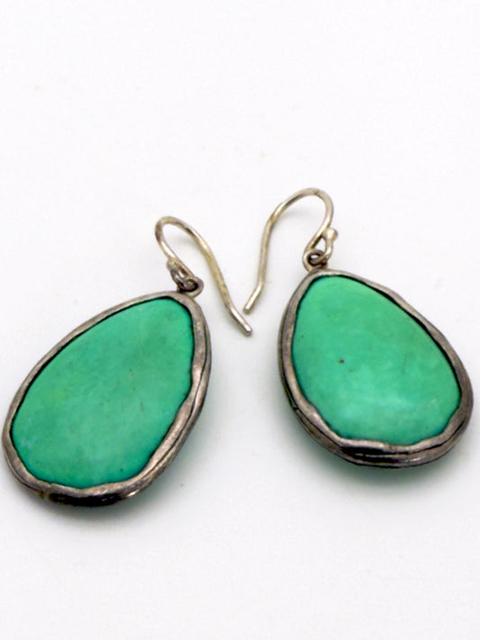 Silpada W3159 “Make a Splash” Retired Sterling Silver & Howlite Earrings – French Wire Drops 1½”