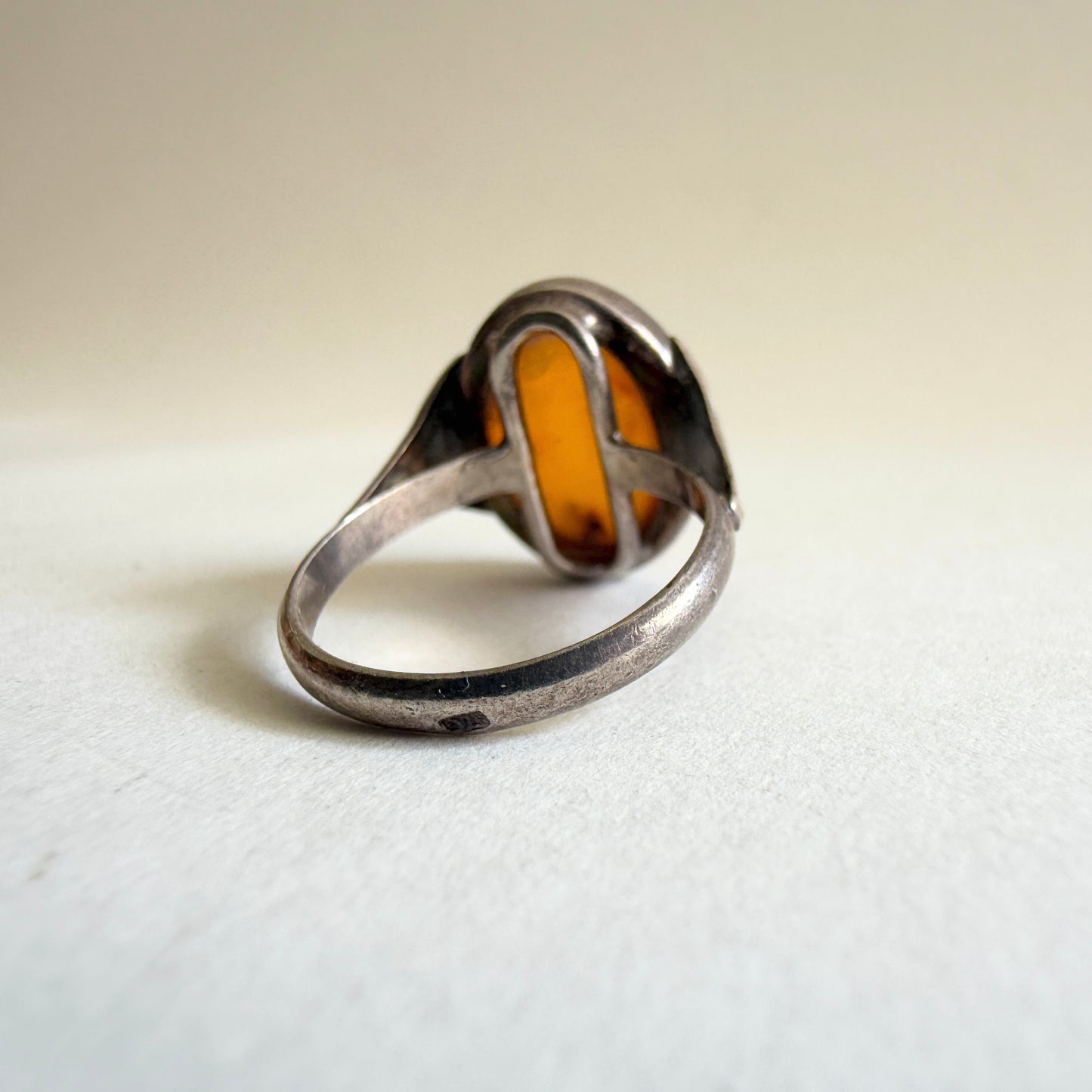 The "Sun Spangle" Baltic Amber Sterling Ring Size 6.5