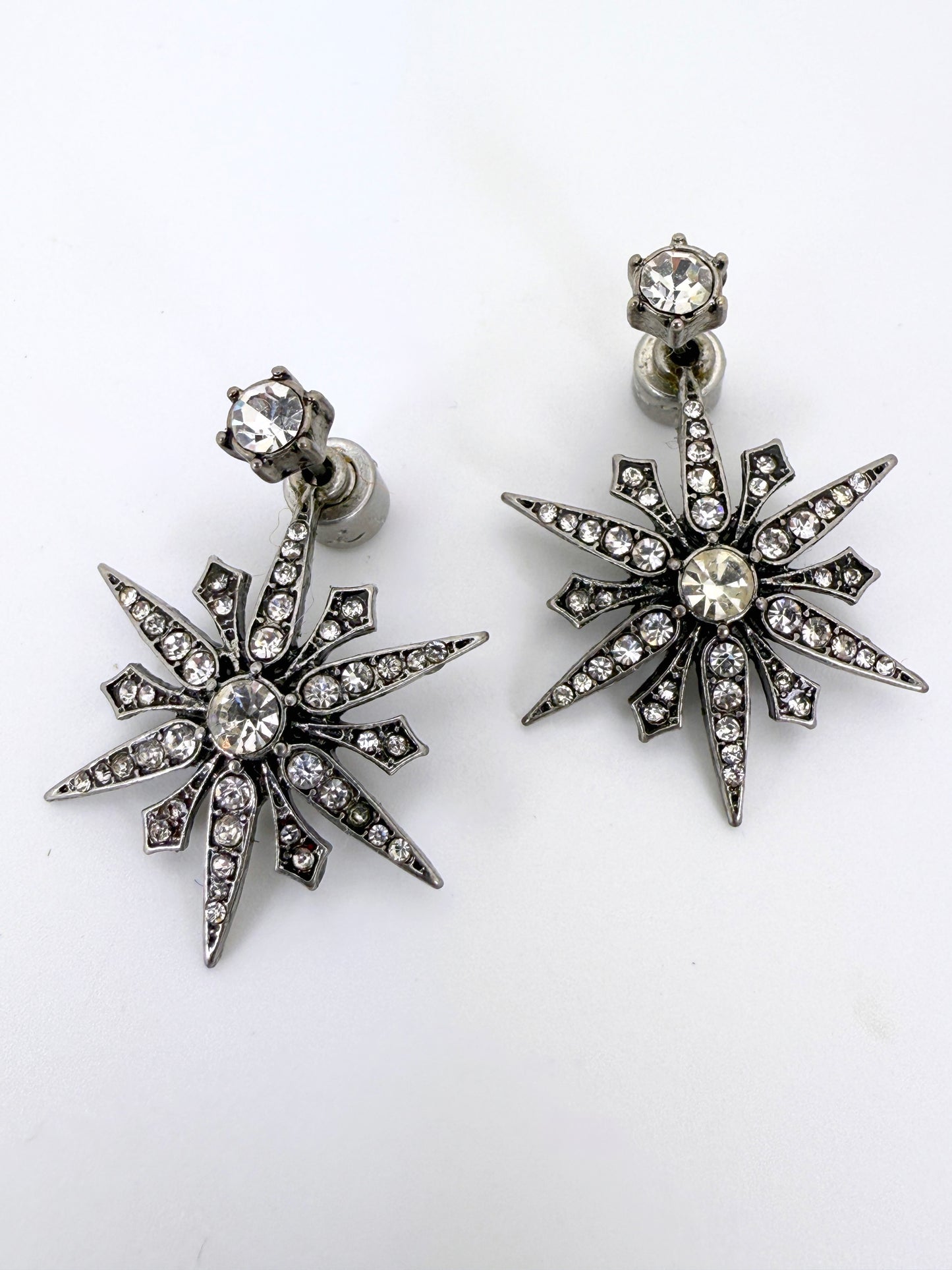 Chloe + Isabel Rhodium-Plated Pave Crystal Snowflake Earrings – Silver-Tone Dangle Starburst Design
