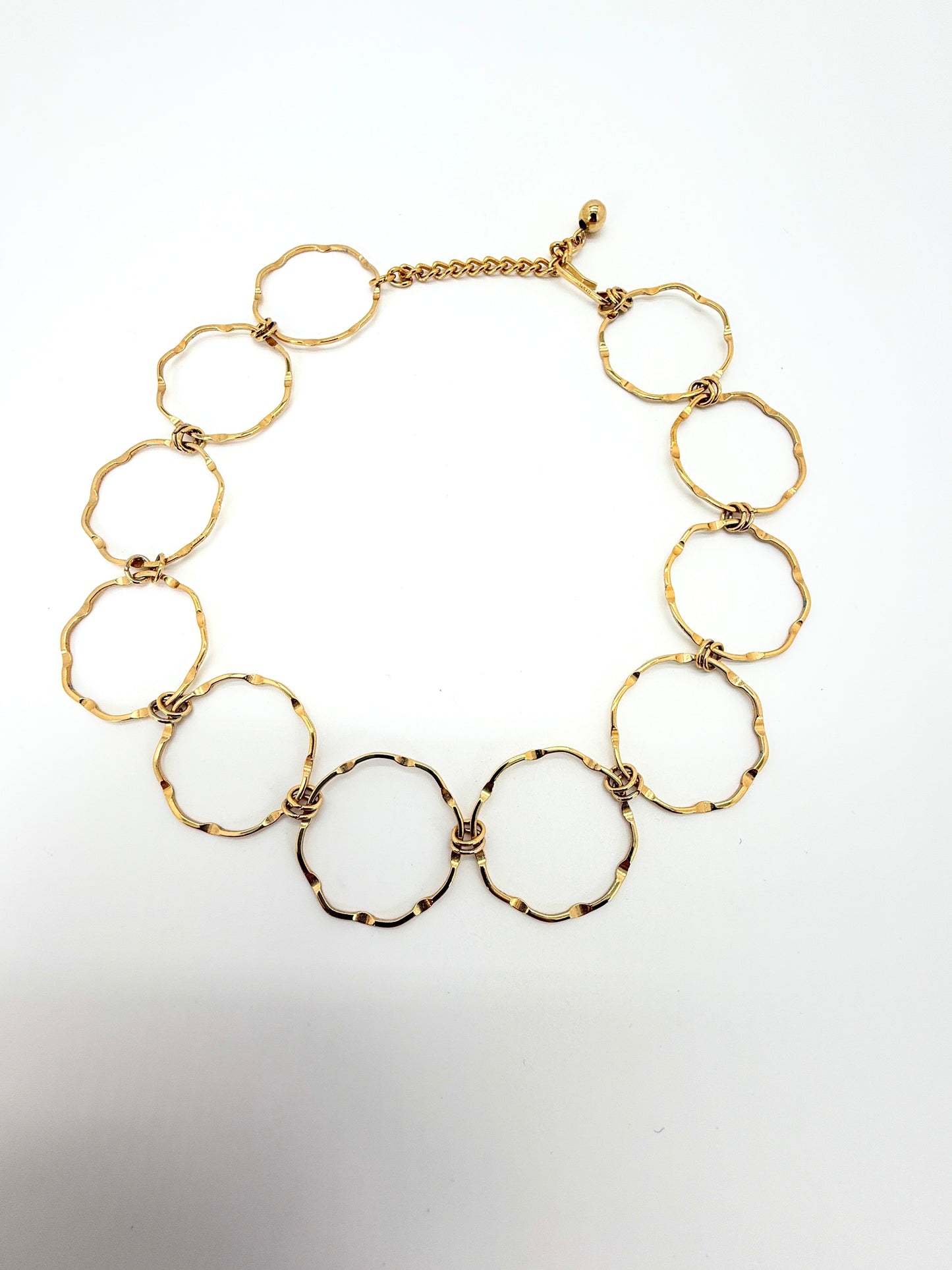 Vintage Napier Gold Bamboo Collar Necklace – Sculptural Link Statement Jewelry