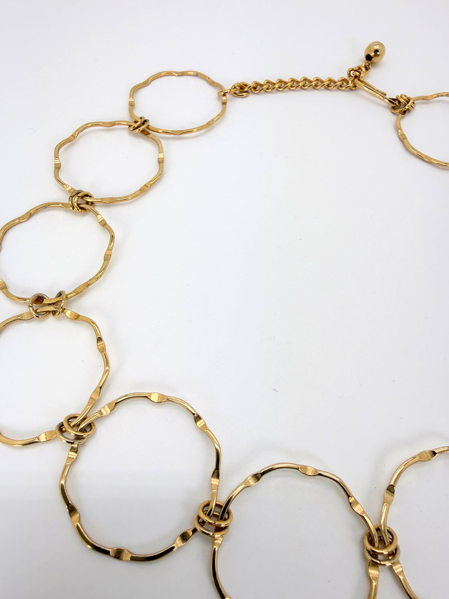 Vintage Napier Gold Bamboo Collar Necklace – Sculptural Link Statement Jewelry
