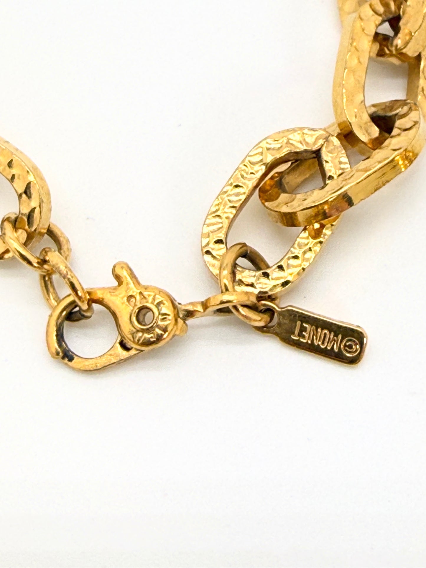 Vintage Monet Hammered Paperclip Chain Necklace – 36" Gold-Tone Long Chain L547