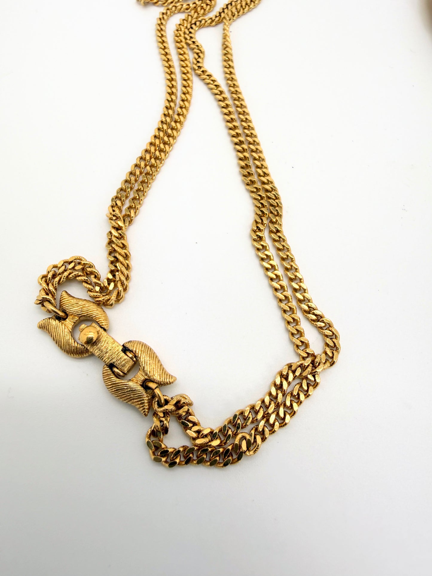 Vintage Monet Gold Plated Tassel Necklace – Mid Century Modern Filigree Pendant