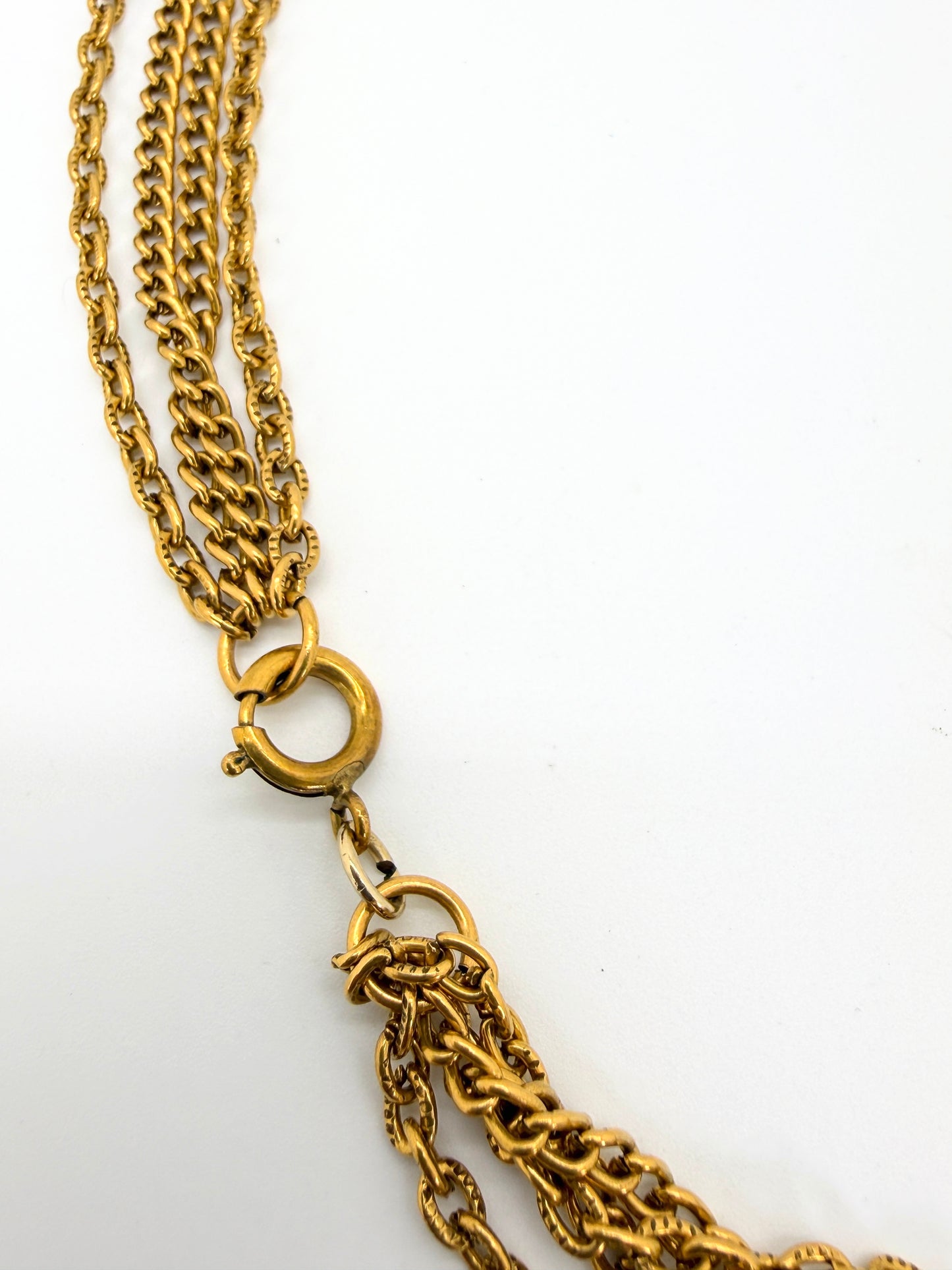 Attributed Goldette 1970s Etruscan Revival Necklace – Cascading Gilded Chain Statement