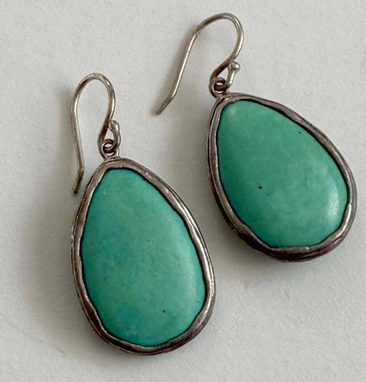 Silpada W3159 “Make a Splash” Retired Sterling Silver & Howlite Earrings – French Wire Drops 1½”
