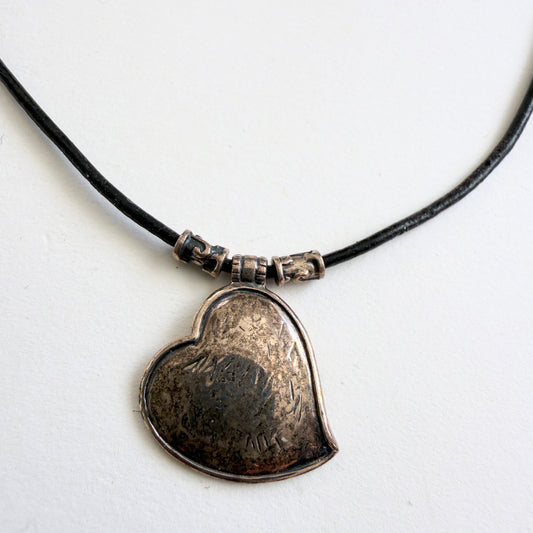 Silpada N3235 “You’ve Got Heart” Retired Sterling Silver Pendant Necklace – Leather Cord Adjustable 18–20”