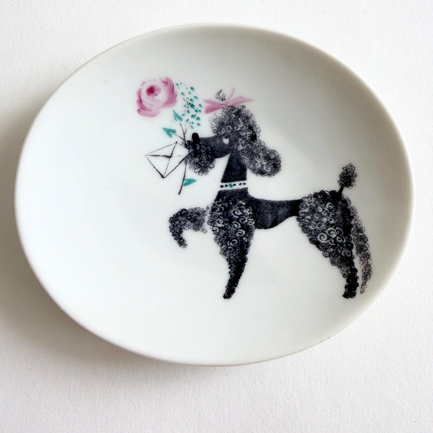 Hand-Painted Porcelain Poodle Plate by Lis Müller for Rosenthal, 1960s
