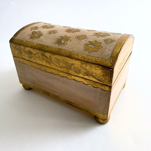 Vintage 60s Florentine Gold Gilt Jewelry Box