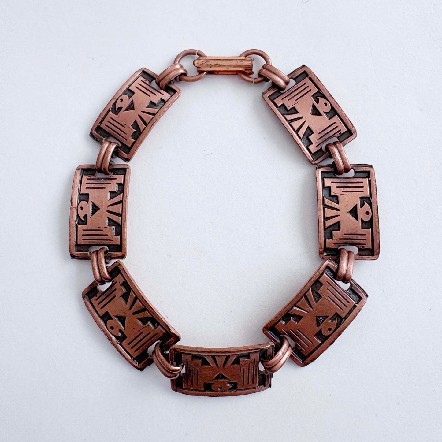 Fred Harvey Era Thunderbird Copper Bracelet | Southwestern American Craft