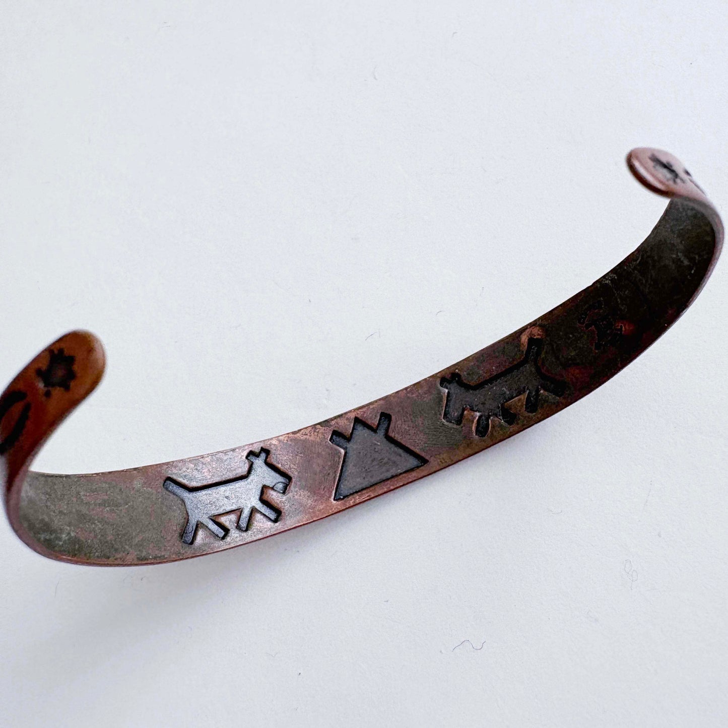 Vintage Southwest Style Solid Copper Cuff Bracelet | Etched Design