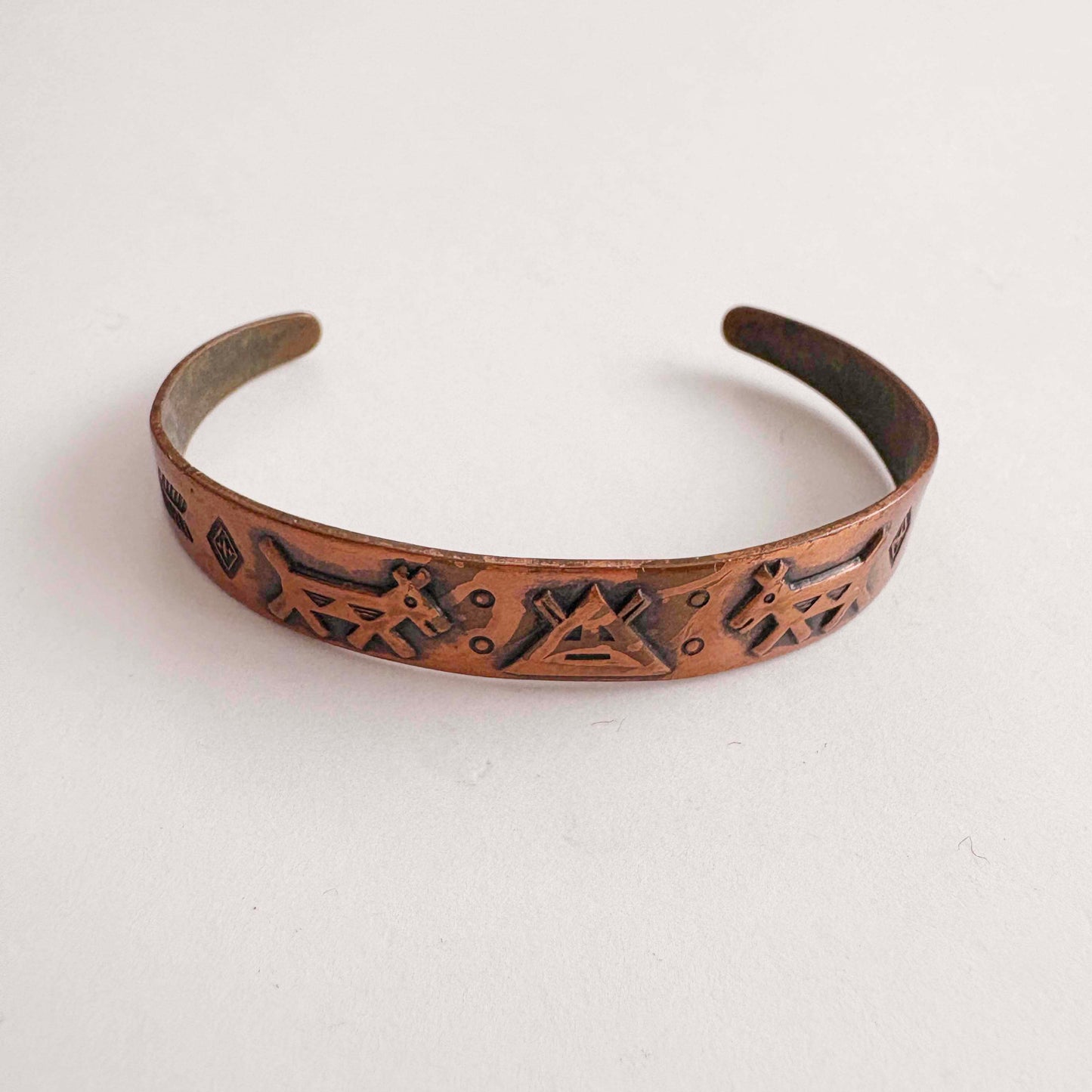 Vintage Southwest Style Solid Copper Cuff Bracelet | Etched Design