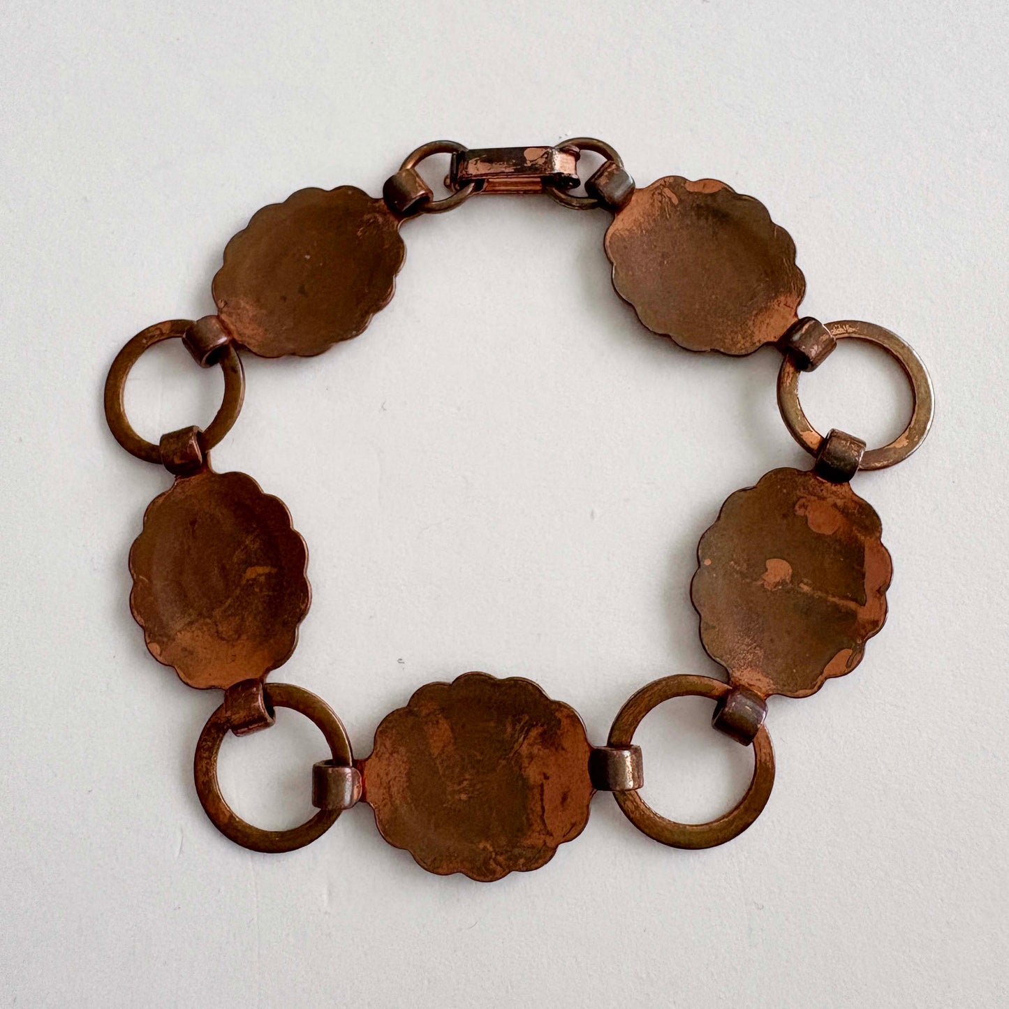 Vintage Fred Harvey Era Southwest Copper Concho Link Bracelet