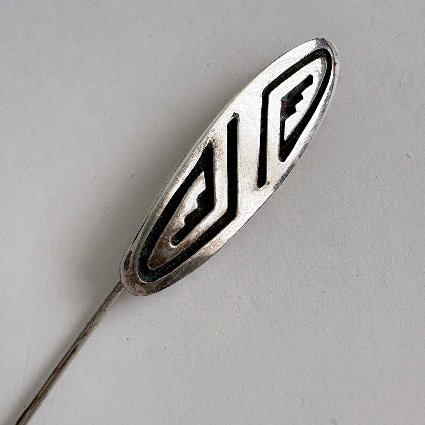 Vintage Hopi Sterling Silver Overlay Stick Pin / Hat Pin