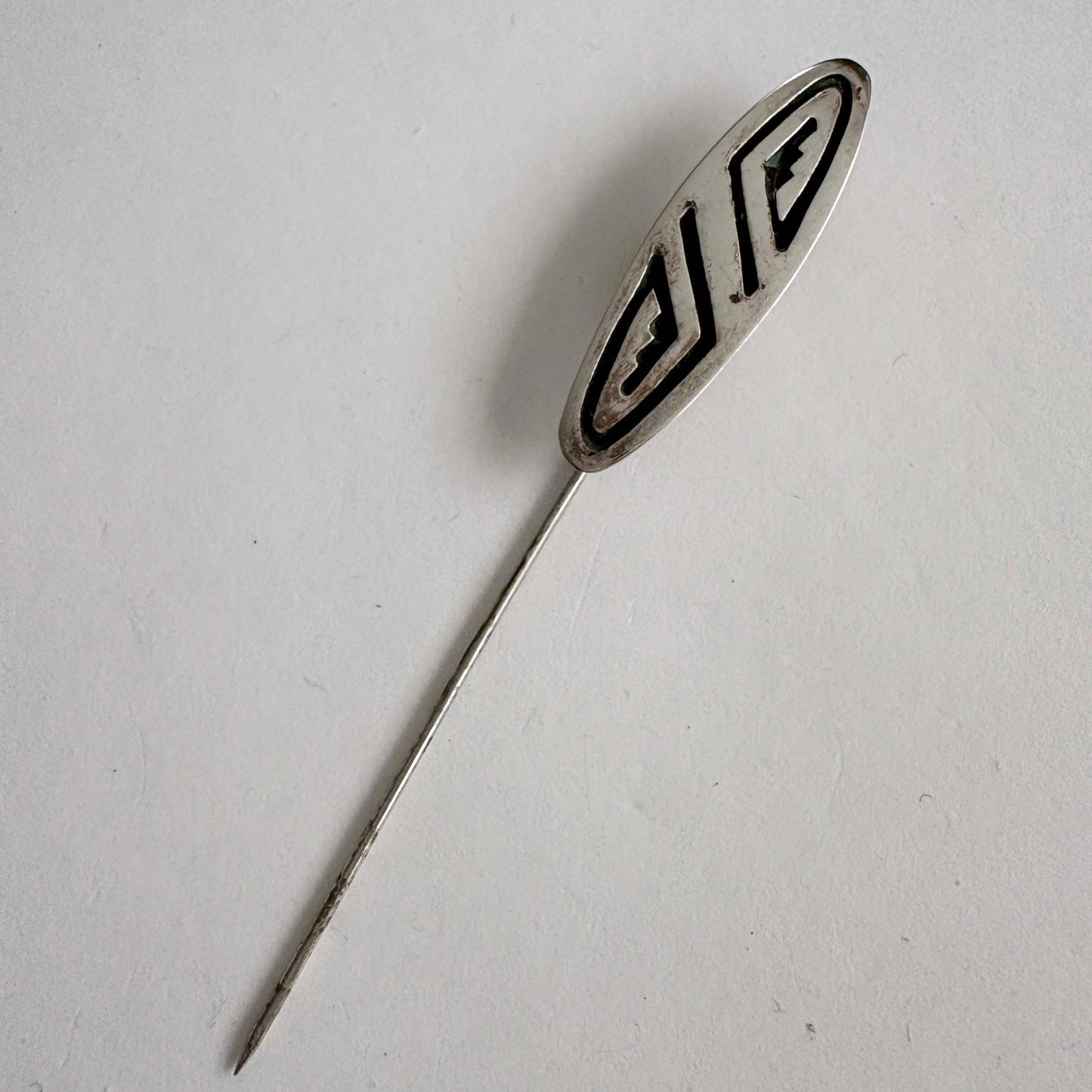 Vintage Hopi Sterling Silver Overlay Stick Pin / Hat Pin