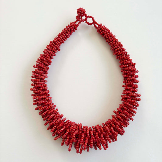 Red Coral–Inspired Bead Necklace