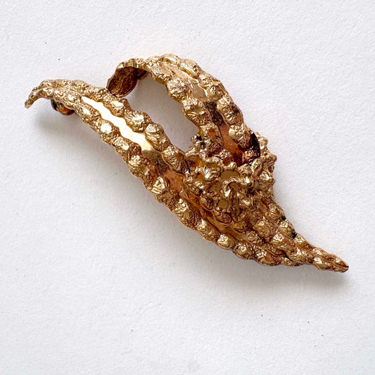 Vintage German Rolled Gold Textured Folded Leaves Brooch – Mid Century
