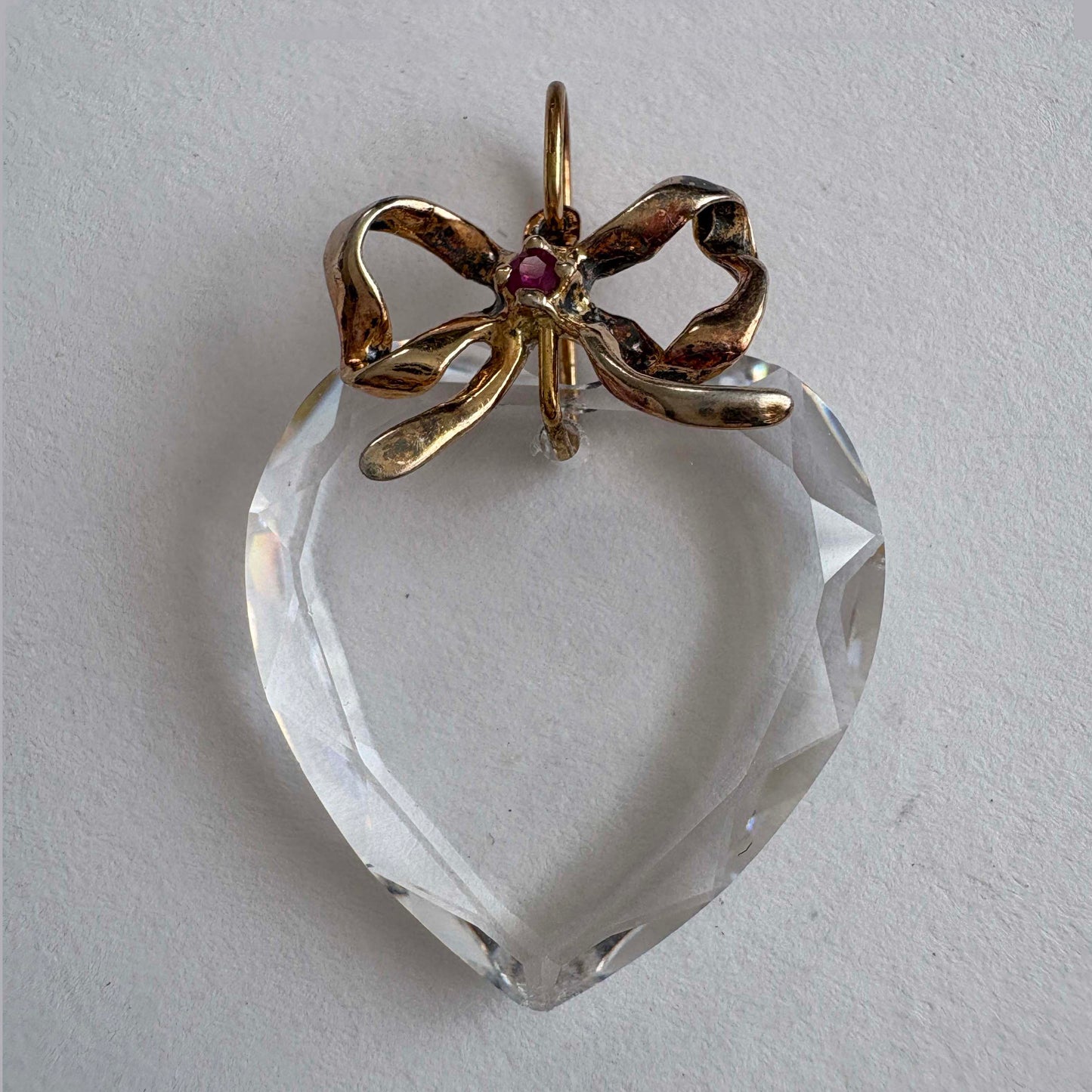 Vintage Gold-Filled Crystal Heart Earrings & Pendant Set