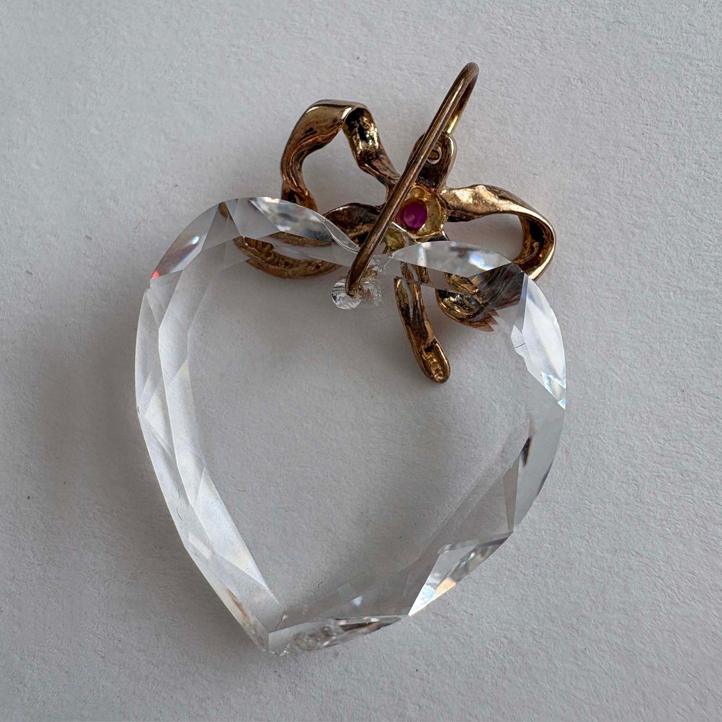 Vintage Gold-Filled Crystal Heart Earrings & Pendant Set